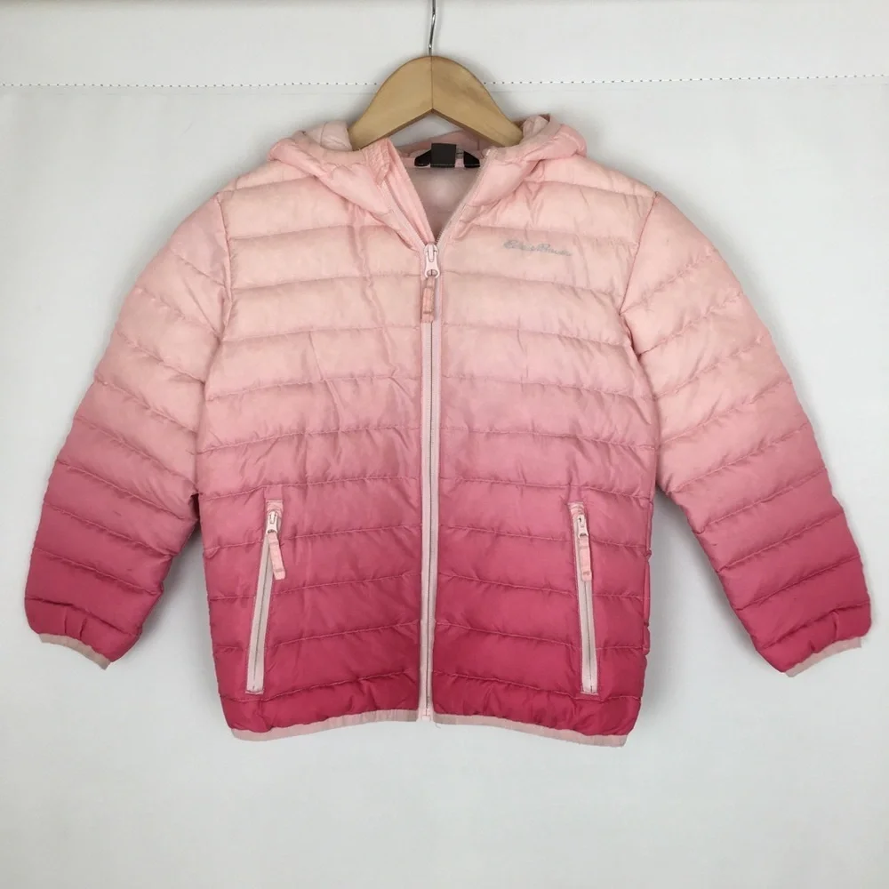 Eddie Bauer Girls Down Puffer Coat Pink Ombre Size XS 5/6